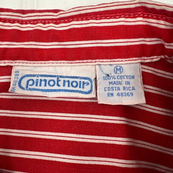 Vintage Pinot Noir Red & White Striped Button-Up Shirt With Chest Pockets - Picture 3 of 6